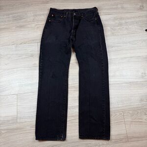 Levis 501 Jeans Mens 32x32 Black Button Fly Straight Leg Original Fit 00501-0660